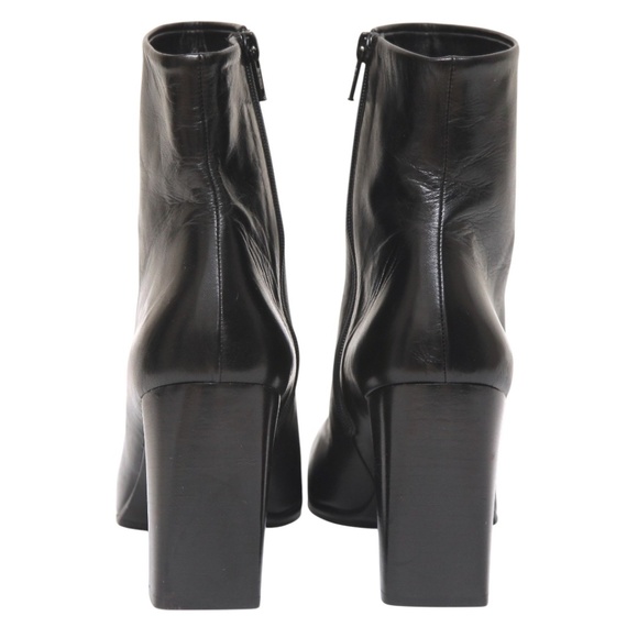 BALLIN Black Boots Leather Boot Zipper Square Toe Heels Sz 39 - Picture 7 of 14